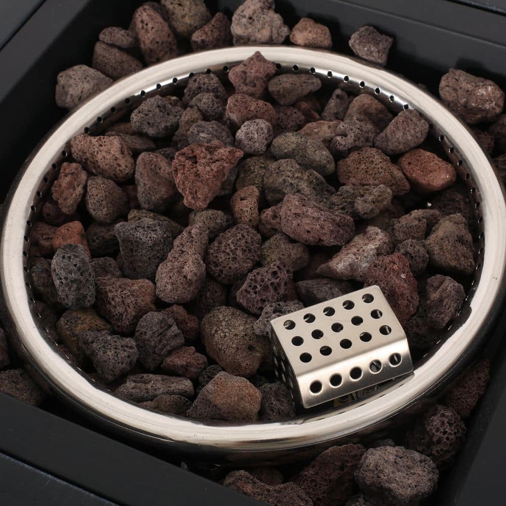 Sleek Black Metal 30,000 BTU Propane Fire Pit Table