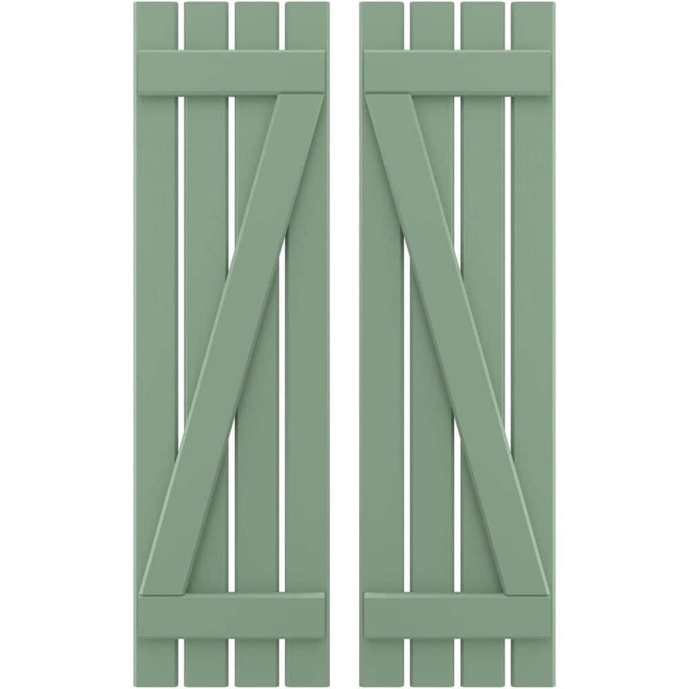 15-1/2 in. W x 41 in. H Americraft 4 Board Exterior Real Wood Spaced Board and Batten Shutters with Z-Bar Track Green price history on PriceWatchPro