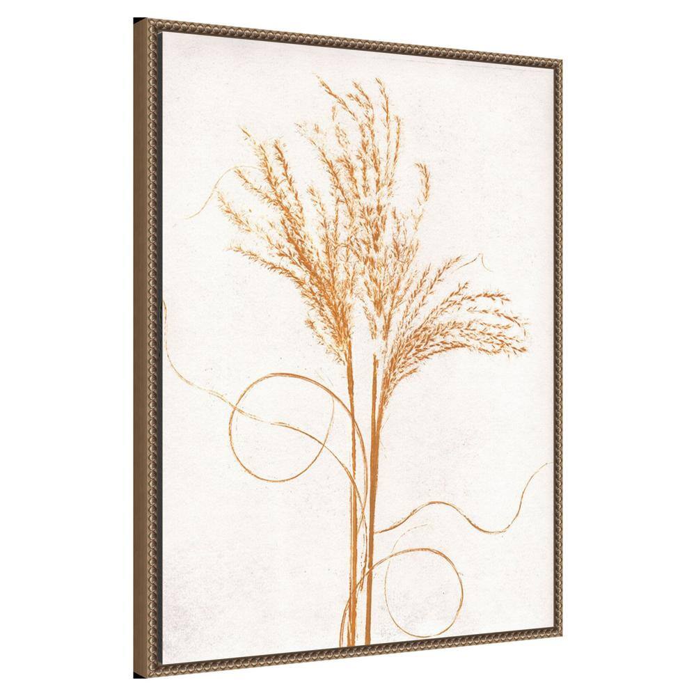 Mustard and Silvergrass Beaded Framed Canvas Wall Art