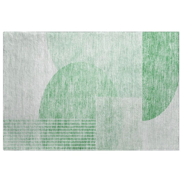 Dream Shag Premium Machine Washable Abstract ADS678 Green 2 ft. x 3 ft. Accent Rug