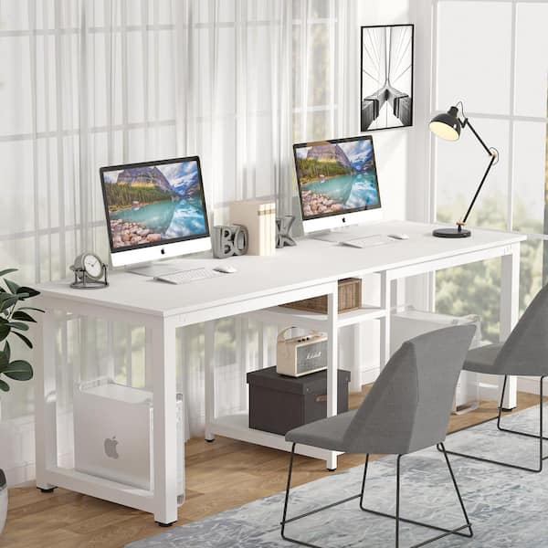78.74 Two Person Desk, Double Computer Desk with Storage
