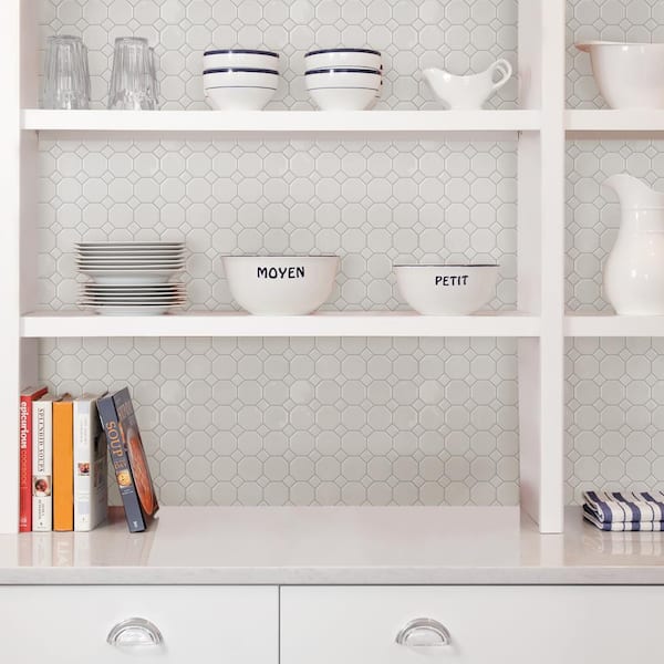 InHome Octagon 10 in. x 10 in. Peel and Stick Resin Backsplash Tiles (4-Pack) InHome Octagon 10 in. x 10 in. Peel and Stick Resin Backsplash Tiles (4-Pack)