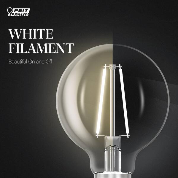 Feit Electric 40-Watt Equivalent G25 Globe Dimmable White Filament CEC  Clear Glass E26 LED Light Bulb, Soft White 2700K (36-Pack)  G2540927CAWFILHD3/12 - The Home Depot