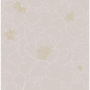 Gardena Embroidered Floral Purple Nonpasted Non Woven Wallpaper Sample
