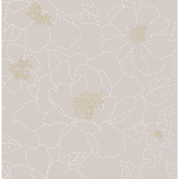 A-Street Prints Gardena Embroidered Floral Purple Nonpasted Non Woven Wallpaper Sample