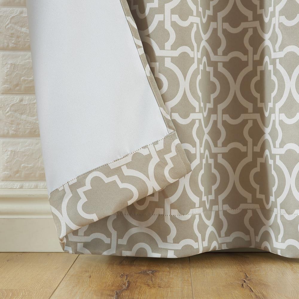 Taupe Blackout Polyester Geometric Trellis Window Curtain Panel 40" x 63"