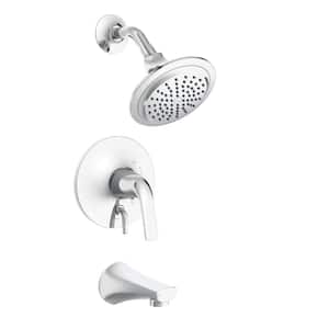 Lemora 1-Handle Wall Mount Tub and Shower Trim Kit with Diverter On Valve with 1.75 GPM in Brushed Nickel