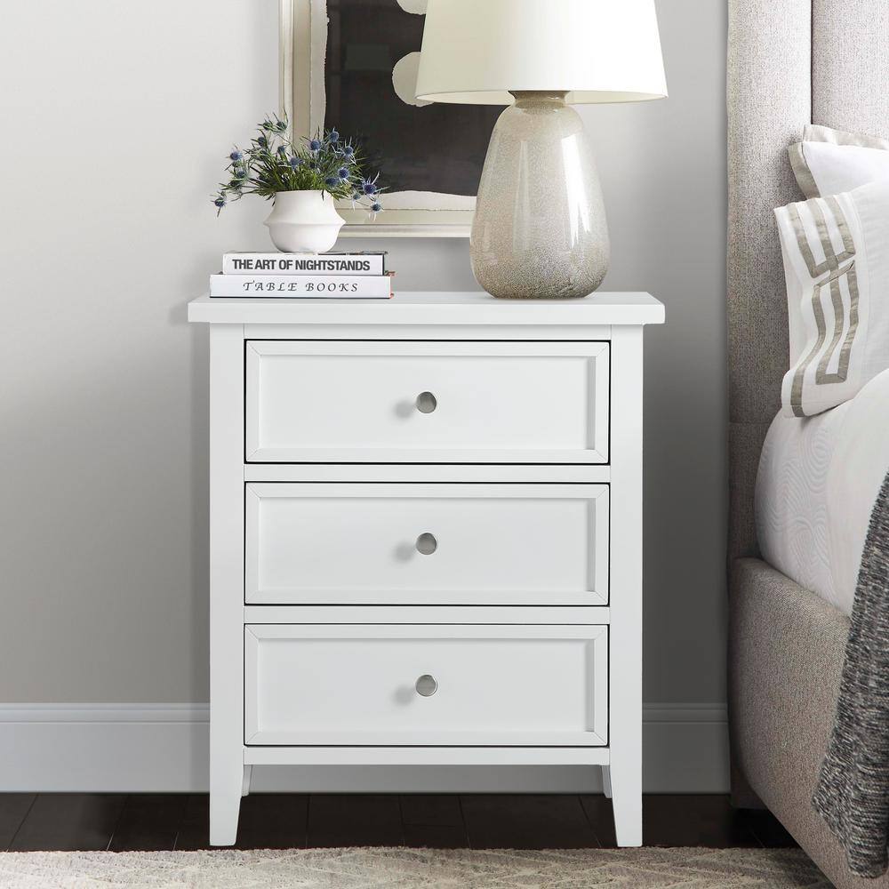 Lennon White 3-Drawer 22.75 in. W Nightstand