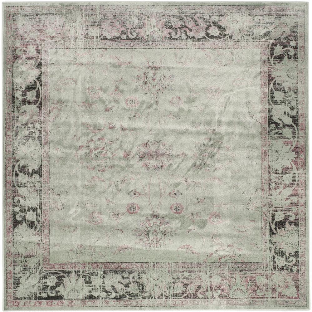 SAFAVIEH Vintage Spruce/Ivory 6 ft. x 6 ft. Square Border Distressed