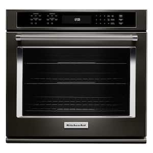 27 in. Single Electric Wall Oven Self-Cleaning with Convection in Black Stainless