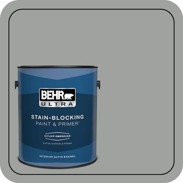 BEHR ULTRA 1 gal. #710F-4 Sage Gray Extra Durable Satin Enamel Interior Paint & Primer