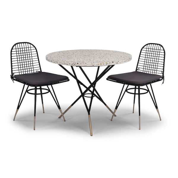 Indoor Bistro Set With Gray Cushions, Round Bistro Table And Chairs Indoor