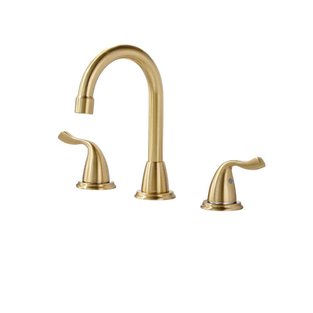 ALEASHA 8 in. Widespread Double Handle Bathroom Sink Faucet in Gold AL ...