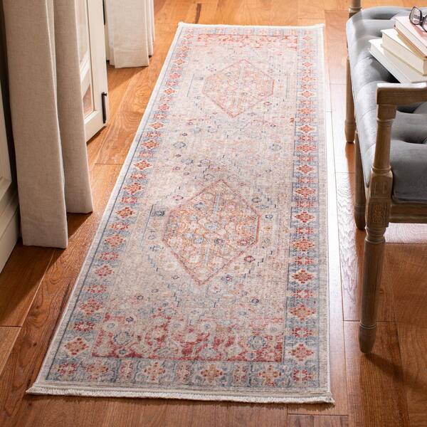 Kenitra 2 ft. x 10 ft. Gray/Blue Distressed Medallion Runner Rug