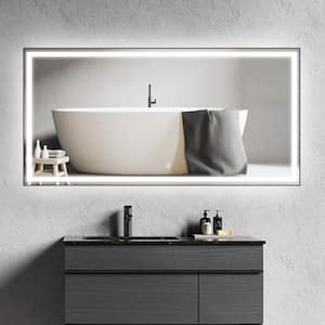 72 in. W x 36 in. H Modern Large HD Rectangular Dimmable Framed Wall Mounted LED Lighted Bathroom Vanity Mirror in Black