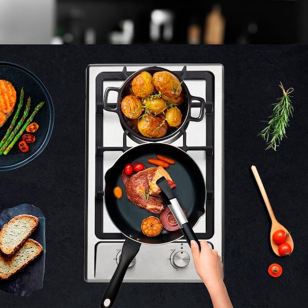12 in. Gas Cooktop in Stainless Steel with 2 Burners including 10000 BTUs Power Burner and 6000 BTUs Simmer Burner