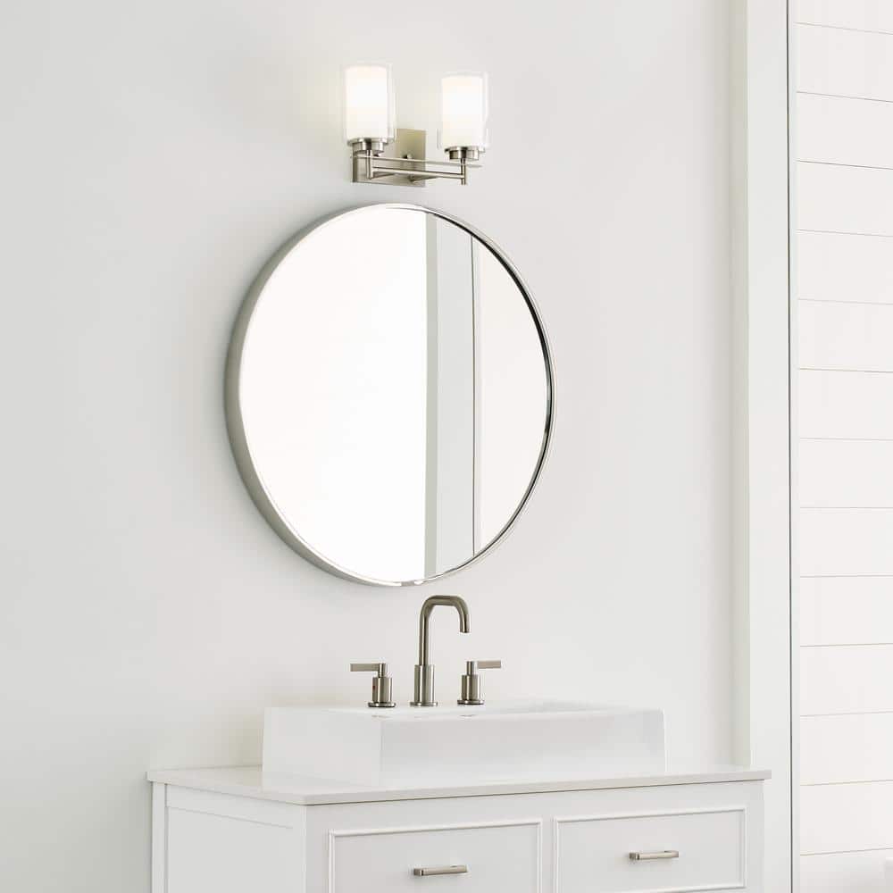 Elmwood Park Brushed Nickel 2-Light Vanity with Satin Etched Glass