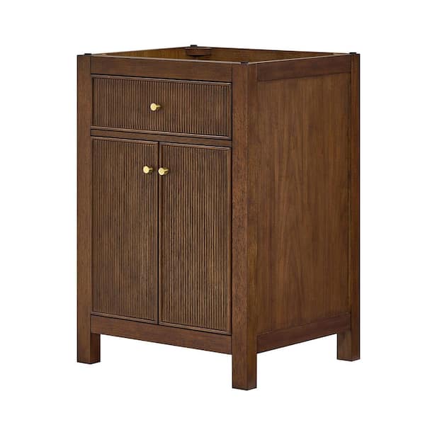 Pendry 23 in. Bath Vanity Cabinet without Top in Dark Walnut with Brushed Gold Trim