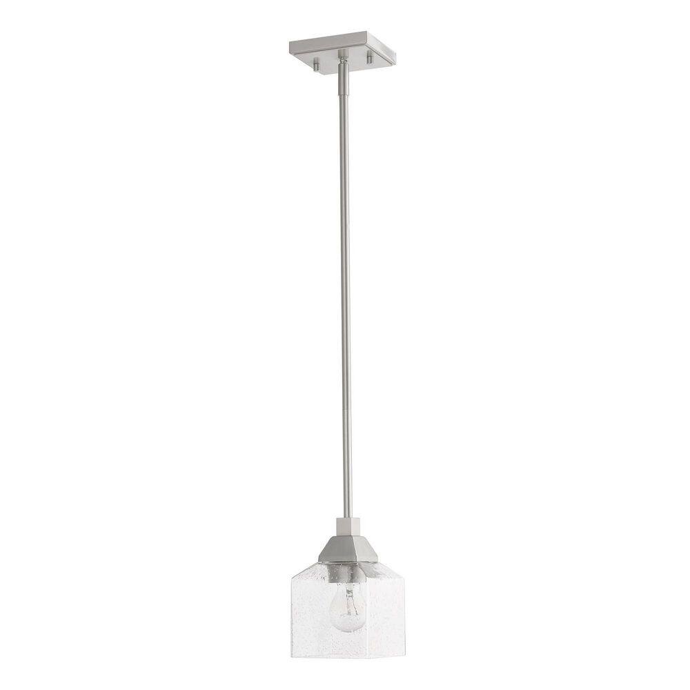 Brushed Nickel Mini Pendant with Clear Seeded Glass Shade