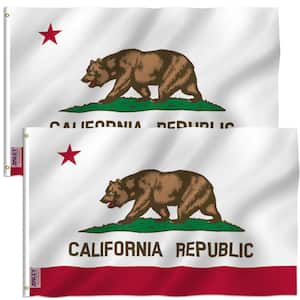 Fly Breeze 3 ft. x 5 ft. Polyester California State Flag 2-Sided Flag Banner with Brass Grommets (2-Pack)
