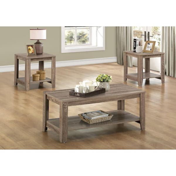 HomeRoots Jasmine 42 in. Dark Taupe Rectangle Particle Board Coffee Table