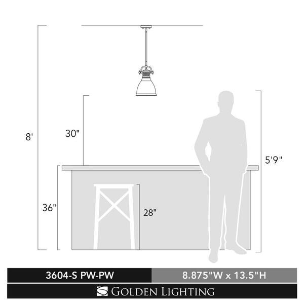 Golden Lighting Duncan 1-Light Pewter 8.8 in. Pendant with Pewter Shade - image 4