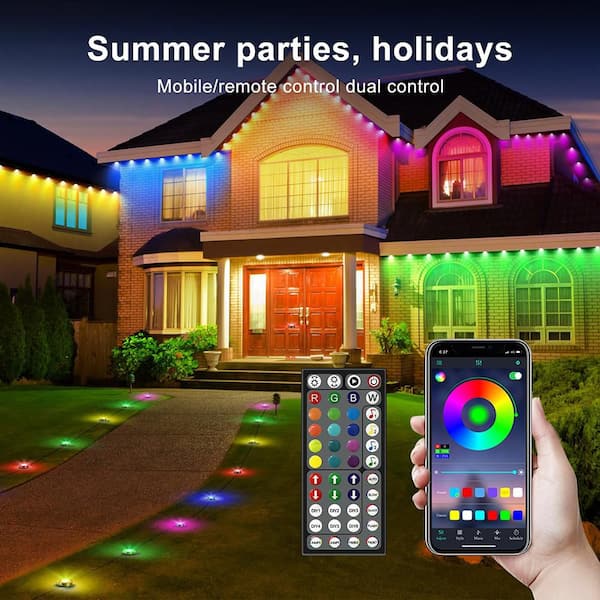 100 ft. Black RGB Wired LED Outdoor Pathway Lights with Waterproof
