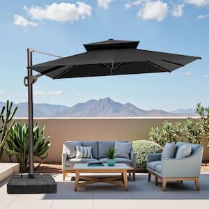 blackout patio umbrella PURPLE LEAF 11 ft. x 15 ft. Patio Umbrella Aluminum Large Cantilever Umbrella for Garden Deck Backyard Pool in Gray