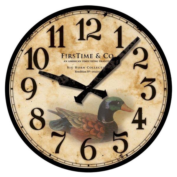FirsTime 15.5 in. Square Duck Decoy Wall Clock
