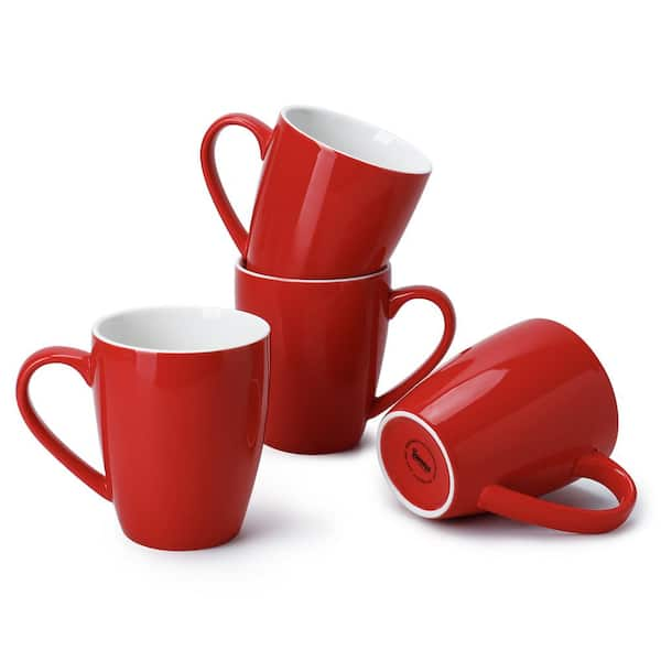 red porcelain mugs