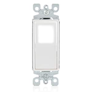 15 Amp 120-Volt/277-Volt Decora LED Illuminated Rocker Single-Pole AC Quiet Switch Residential Grade Grounding, White