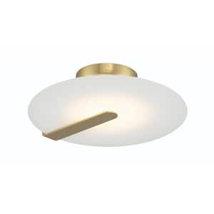 Nuvola 12.25 in. 13-Watt Contemporary Gold Integrated LED Flush Mount with White Round Shade