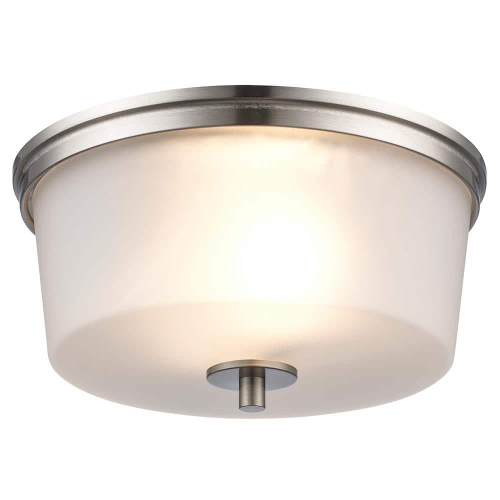 Fusion 14" Brushed Nickel and Frosted Glass Flush Mount Light