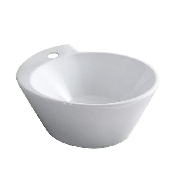 cadeninc 16.5 in. x 19.13 in. Round Vessel Bathroom Sink in White
