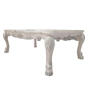 Dresden 54 in. Bone White Finish Rectangle Wood Coffee Table with