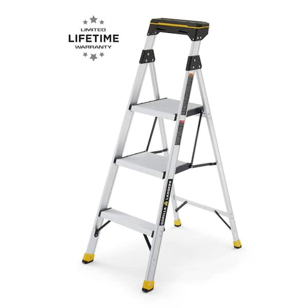 Gorilla Ladders 4.5 ft. Aluminum Dual Platform Ladder with Tray (9 ft. Reach), 250 lb. Load Capacity Type I Duty Rating