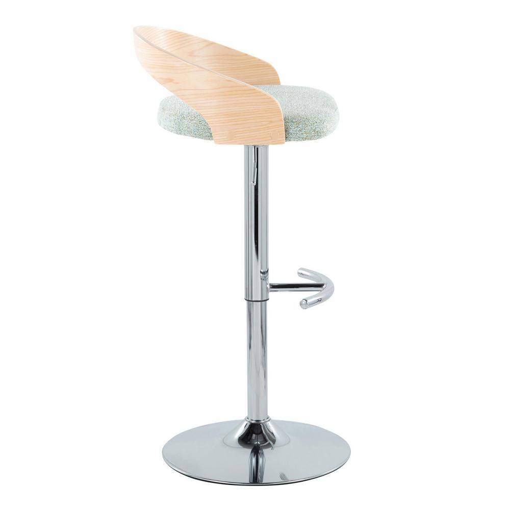 Set of 2 Green Adjustable Swivel Barstools with Wood Back