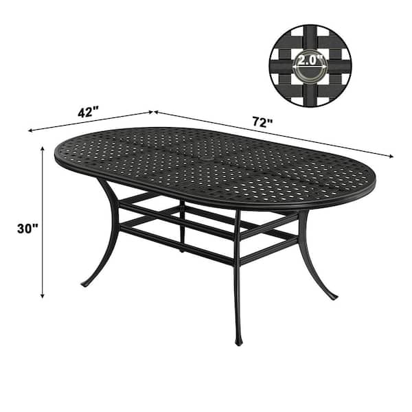 Mondawe 72 in. W x 42 in. D Black Cast Aluminum Outdoor