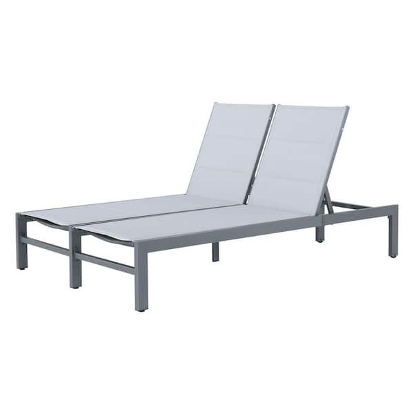 Aluminum Double Outdoor Lounge Chair in Grey