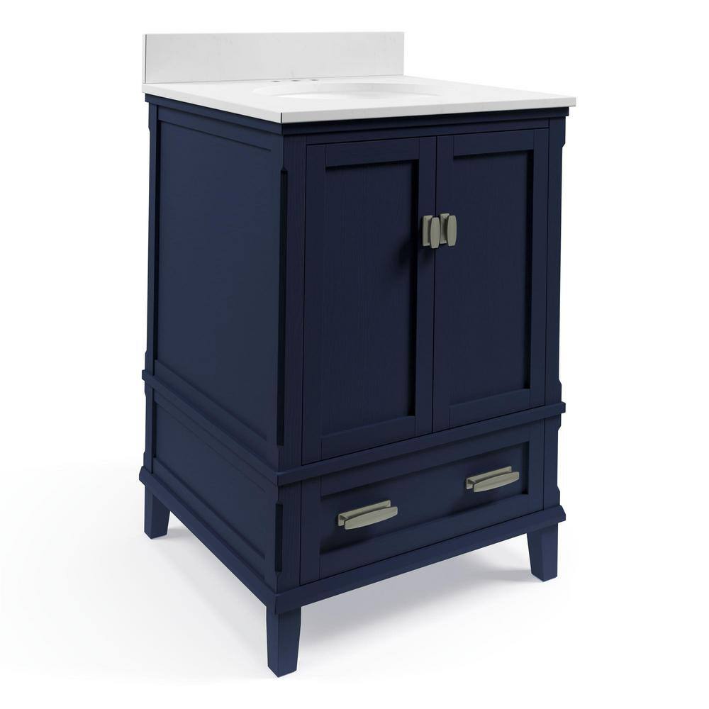 Irving 24 in. W x 22 in. D x 38 in. H Bath Vanity in Navy Blue with White E