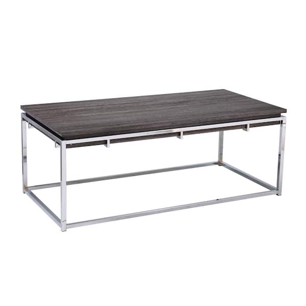 Southern Enterprises Joaquim 48 in. Chrome/Black Oak Large Rectangle Wood Coffee Table