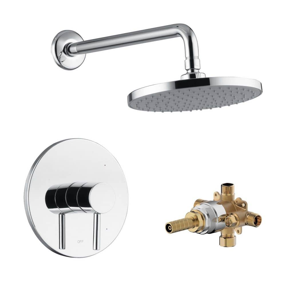 Euro 1-Spray Patterns with 1.8 GPM 8 in. Wall Mount Fixed Shower Head with Valve Included in Chrome Polished price history on PriceWatchPro