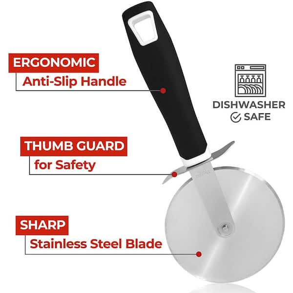 Stainless Steel Pizza Cutter Grip Handle Easy Cut Roller Slicer Cutting Wheel