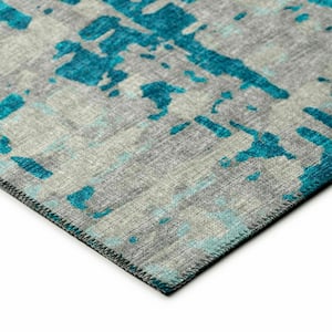 Evolve Teal 1 ft. 8 in. x 2 ft. 6 in. Abstract Accent Rug
