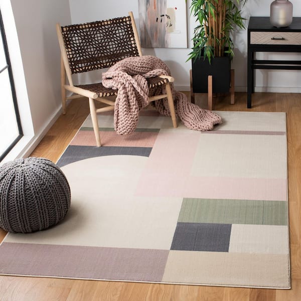 Orwell 2 ft. x 3 ft. Beige/Pink Geometric Abstract Area Rug