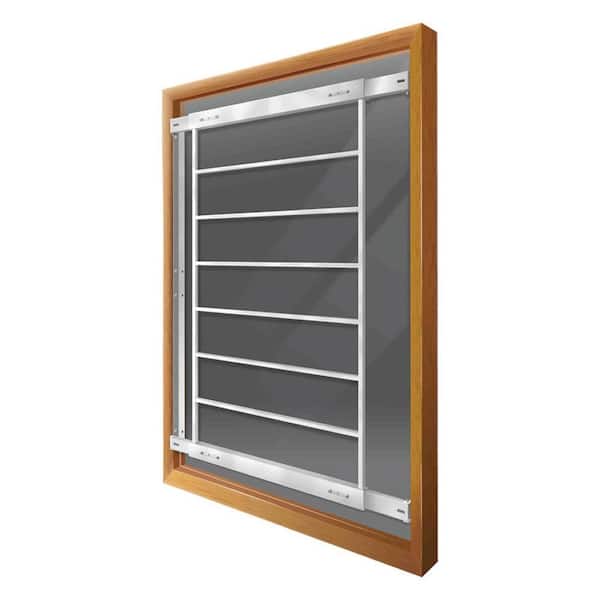 Fixed 21 in. to 28 in. Adjustable Width 8-Bar Window Guard, White
