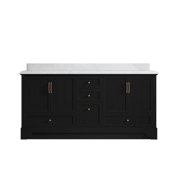 Willow Collections Alys 72 in. W x 22 in. D x 36 in. H Double Sink Bath Vanity in Black with 1.5 in. Empira Quartz Top