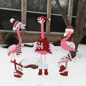 17.7 in. Christmas Metal Flamingo Trio Yard Art