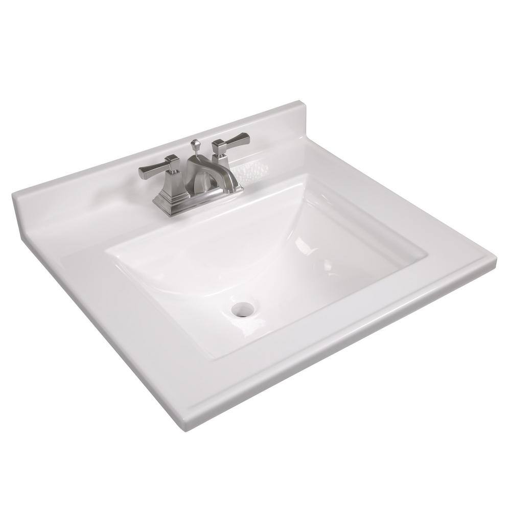 Camilla 25-Inch White Cultured Marble Vanity Top with Backsplash