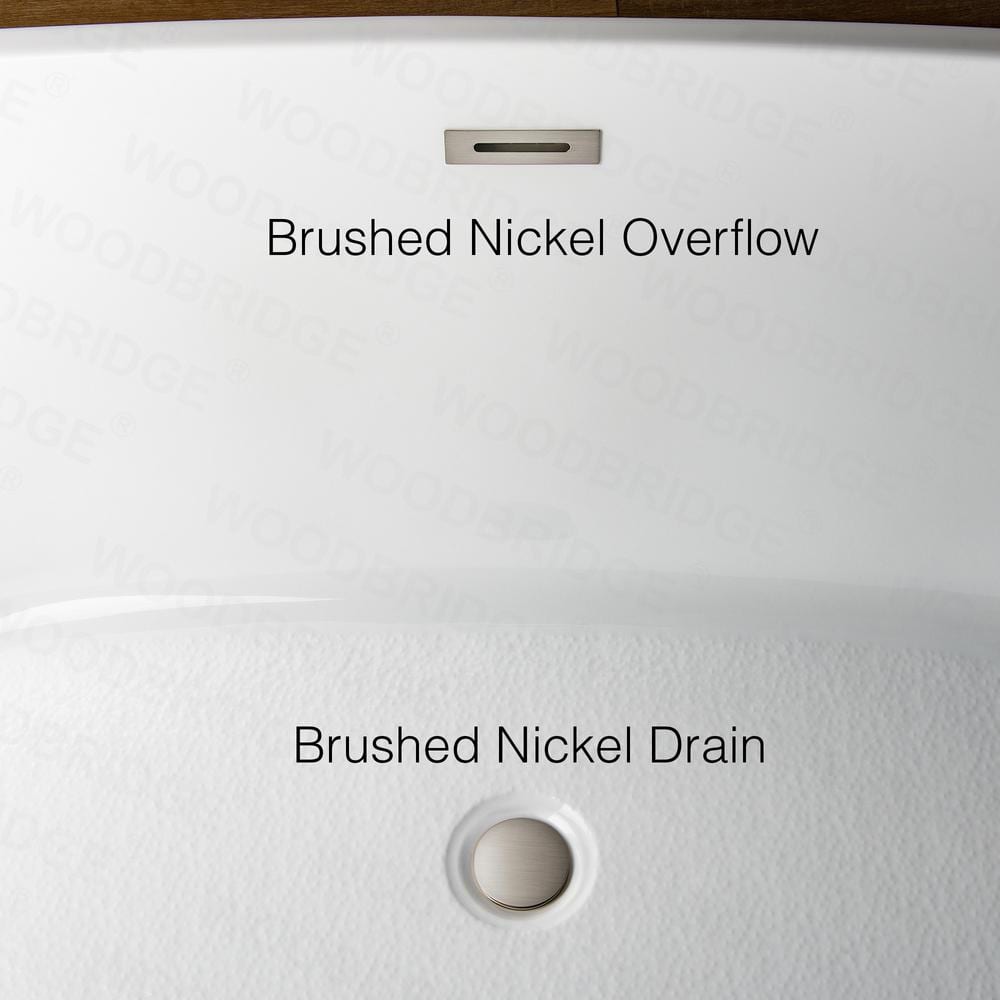 48'' White Acrylic Freestanding Soaking Bathtub with Brushed Nickel Trim